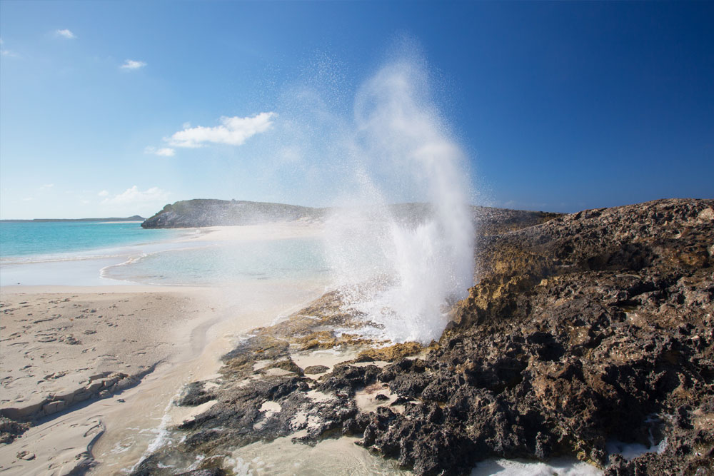 Beach blowholes Exuma Cays