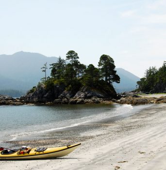 Kayak sandy beach on Vancouver Island