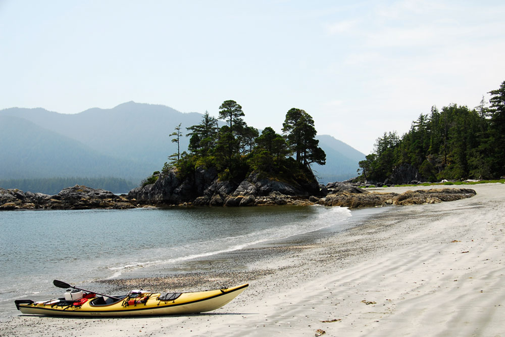 Kayak sandy beach on Vancouver Island