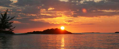 A sun setting in the Caribbean