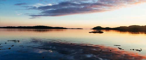 Great Bear Rainforest ocean sunset.