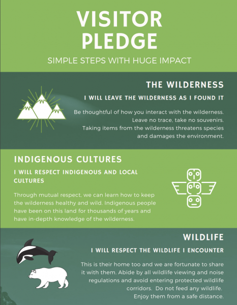 Responsible travel visitor pledge from the Wilderness Tourism Association page 1