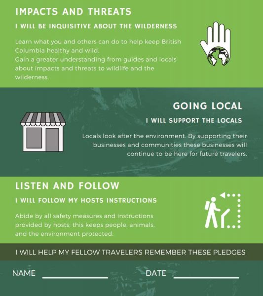 Responsible travel visitor pledge from the Wilderness Tourism Association page 2