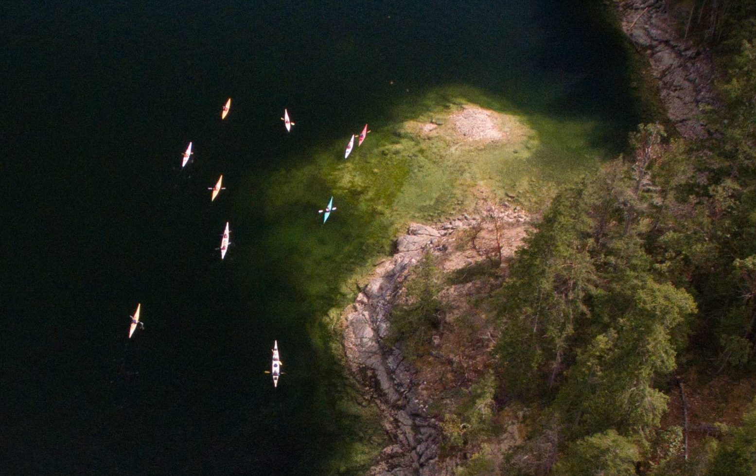 Kayakers from above