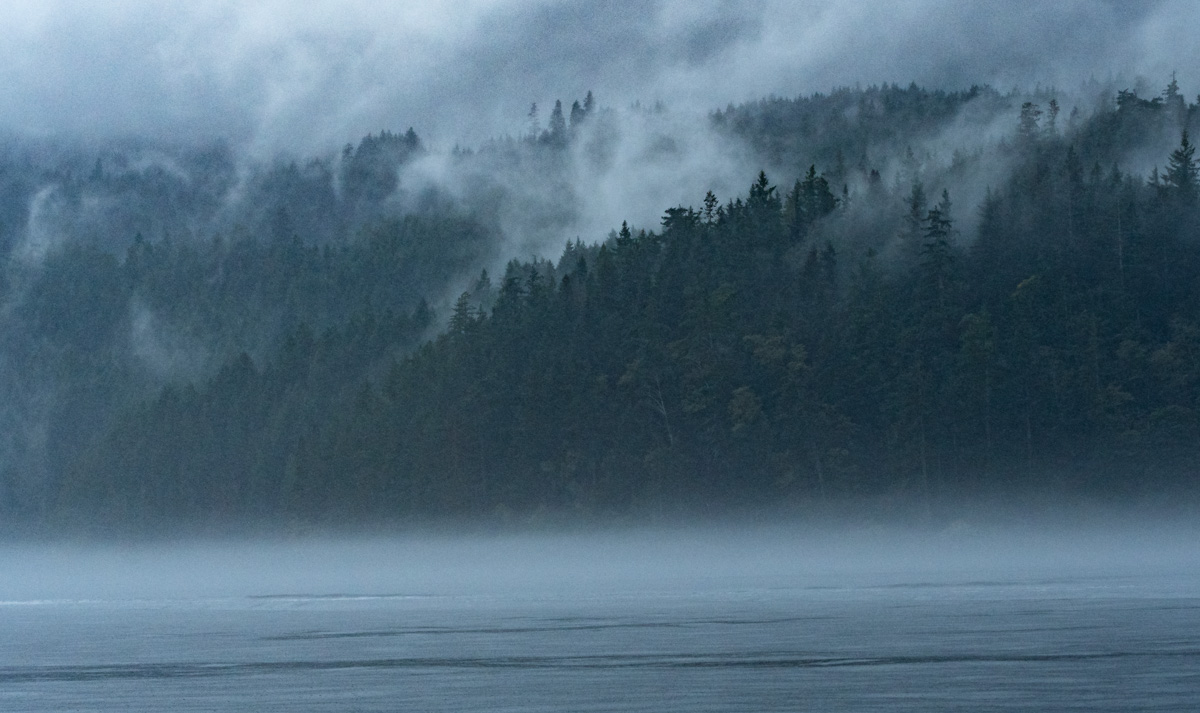 Misty Johnstone Strait mountains