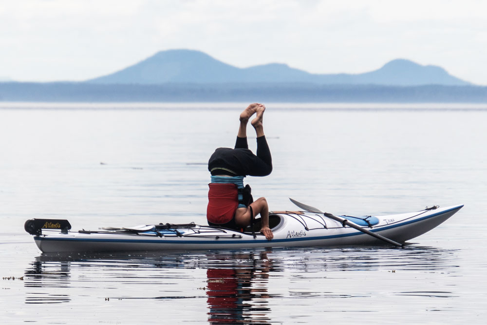 Yoga in a kayak