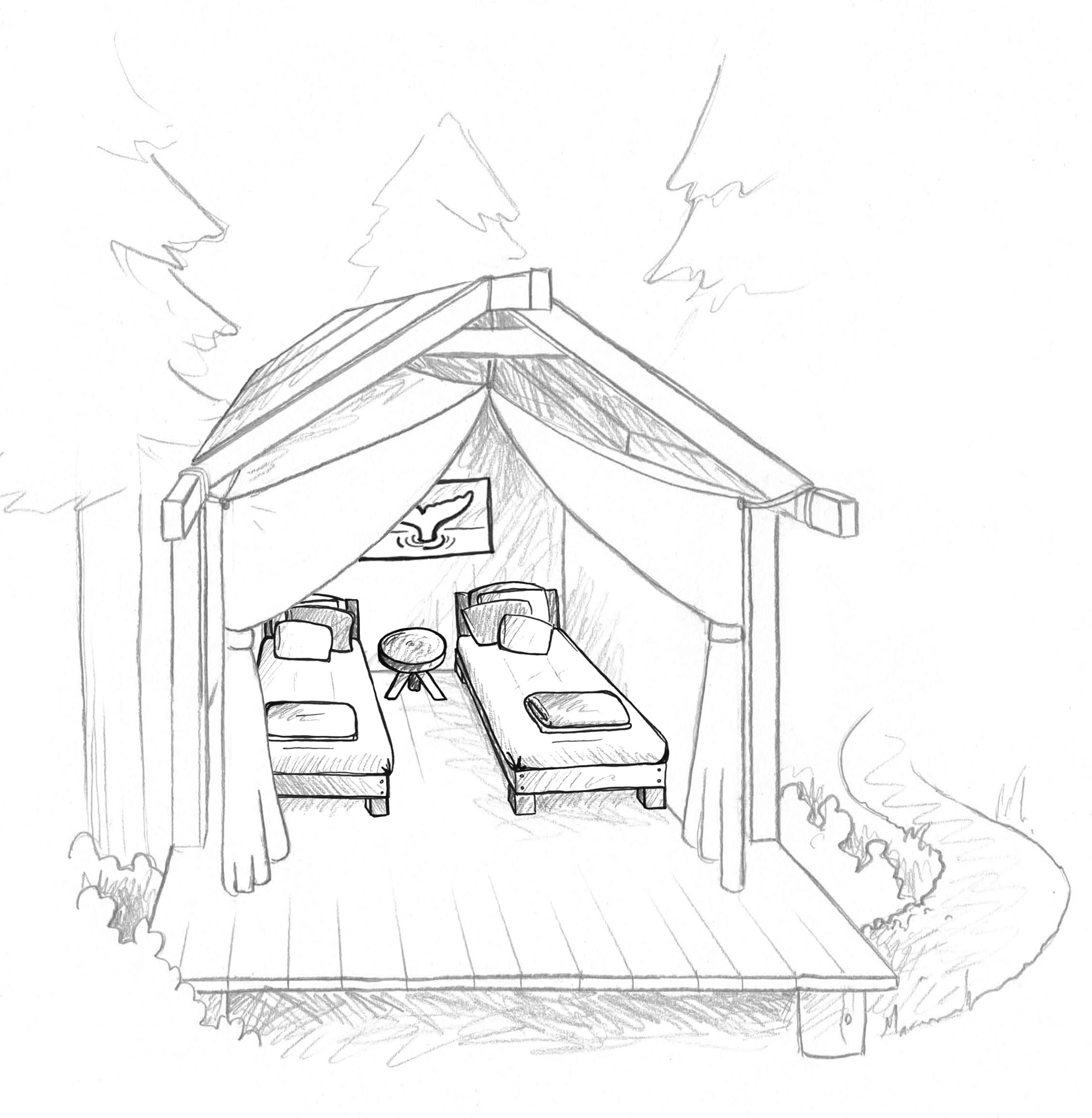 Drawing Glamping tents