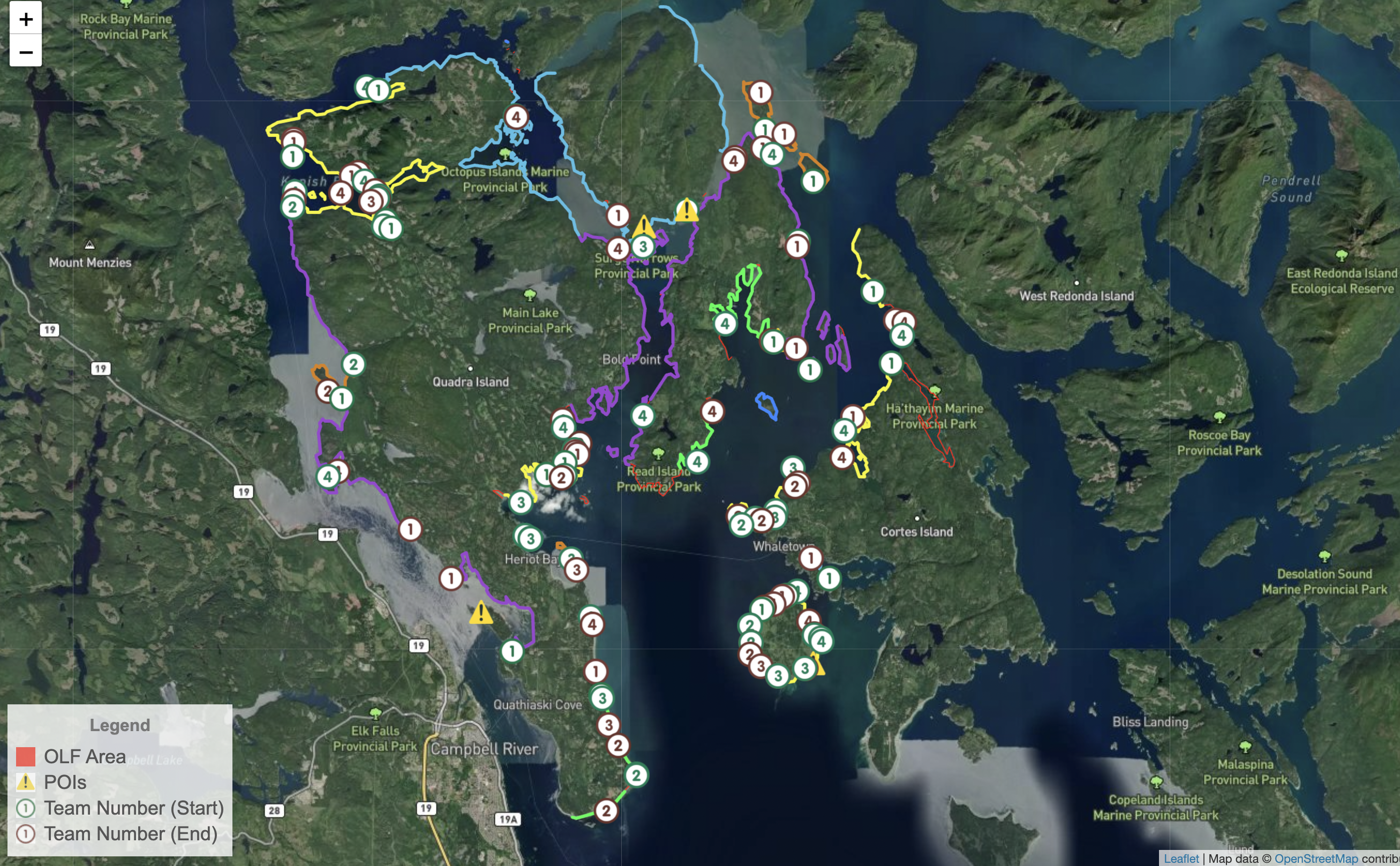 Areas cleaned as part of Marine Debris Removal Project