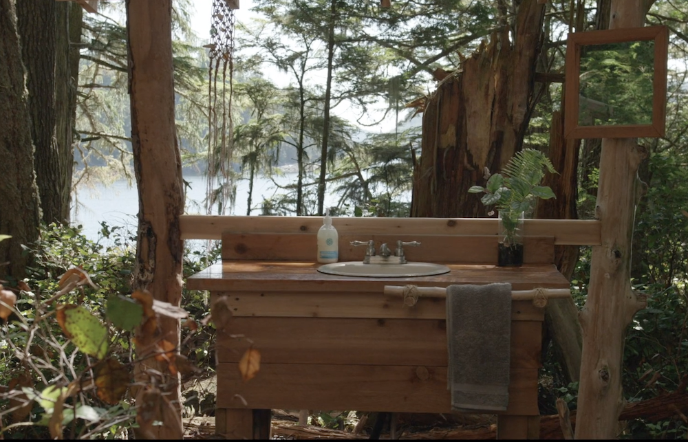 Hand washing station on Swanson Island