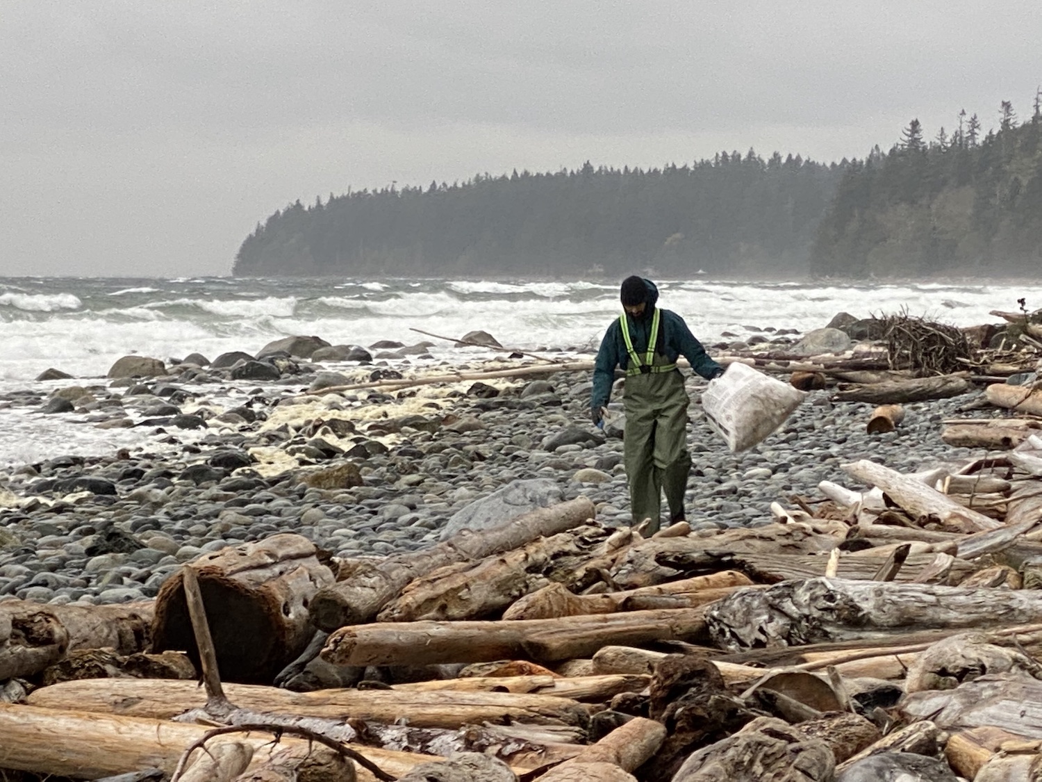 Person Cleaning Up the Beach