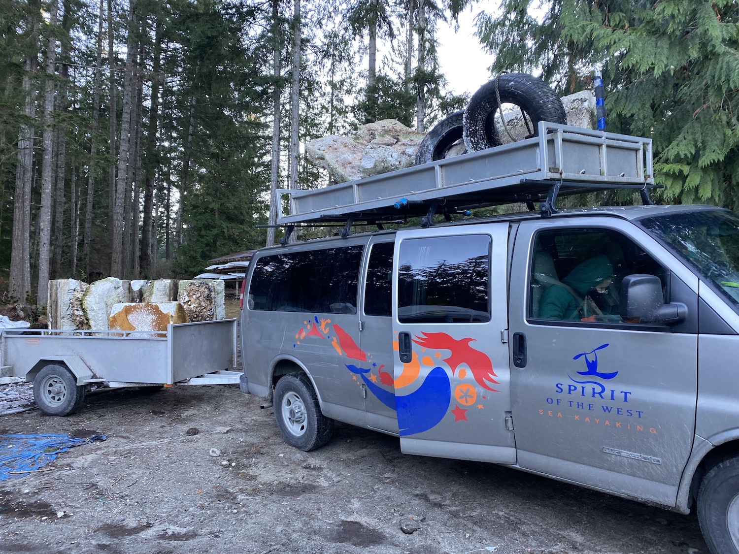 Marine Debris Removal with kayaking vans and trailer