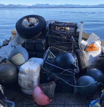 Load of Quadra Island marine debris on boat
