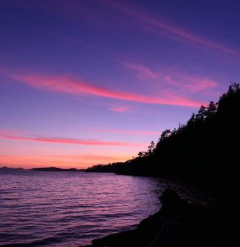 Colourful sunset over the Johnstone Strait