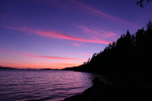 Colourful sunset over the Johnstone Strait