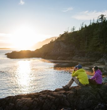 Sunrise on rocky bluff Vancouver Island