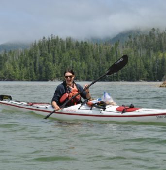 Happy kayaker Vancouver Island