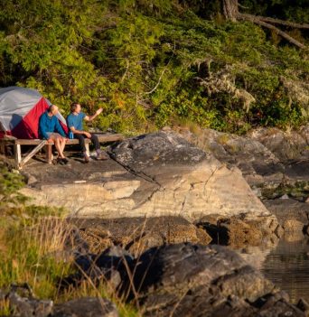 Tent site on the waters of Johnstone Strait