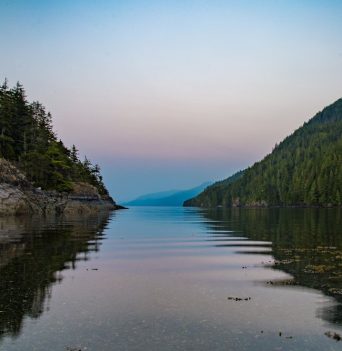 Pastel sunset over the Johnstone Strait