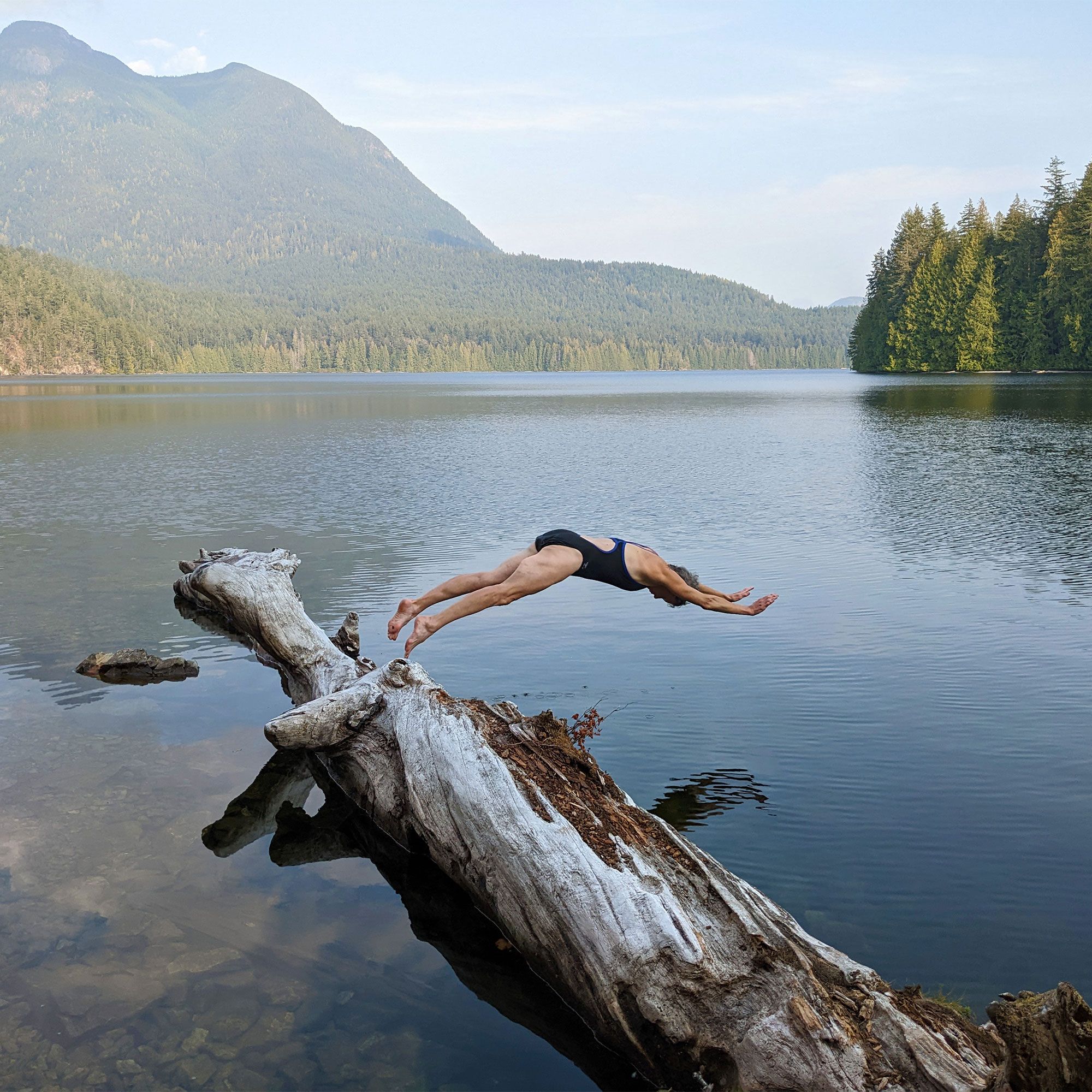 Person Diving in Warm Waters of Desolation Sound in Coastal BC