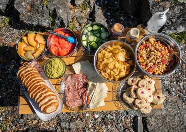 A prepared lunch spread on a table