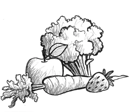 Fresh fruit and vegetable graphic