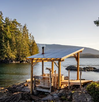 Outdoor hot tub in nature