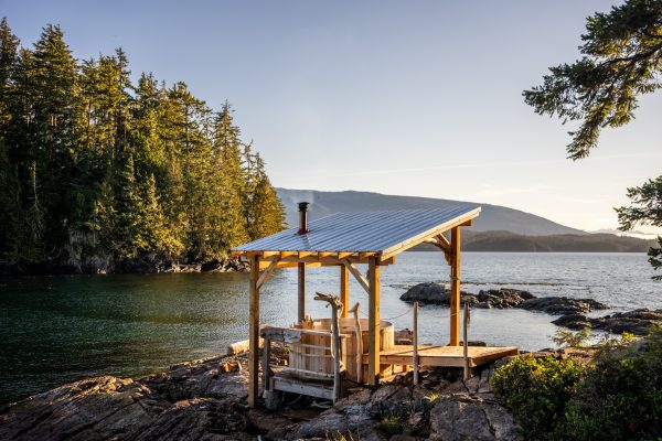 Outdoor hot tub in nature