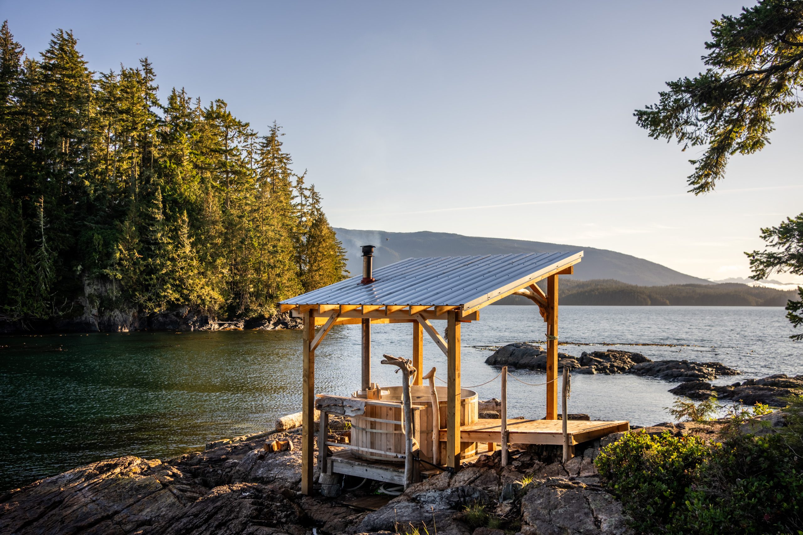 Outdoor hot tub in nature