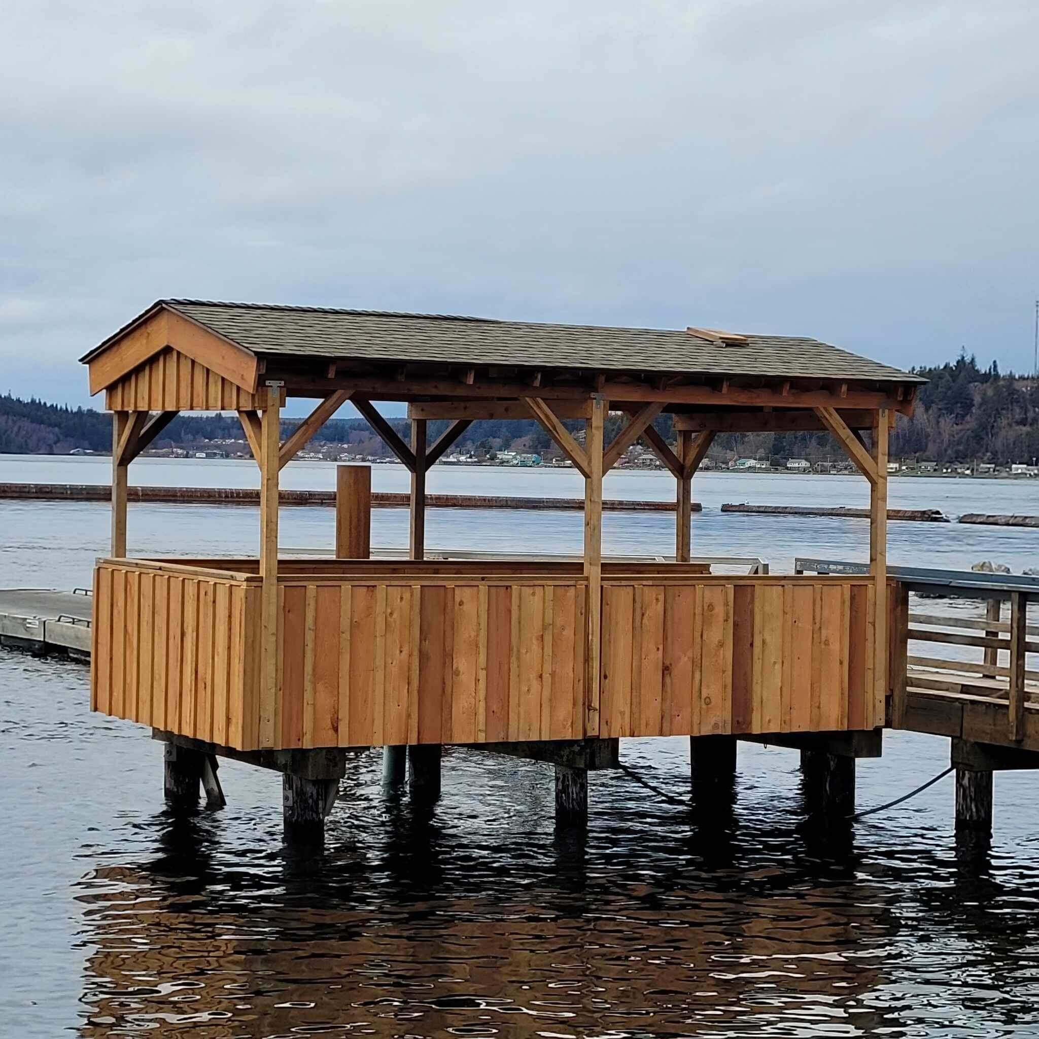 Cedar structure over water