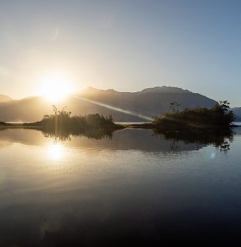 Sun rising over the mountains in Chile