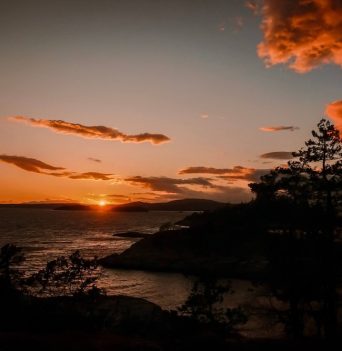 The sun setting in Coastal British Columbia