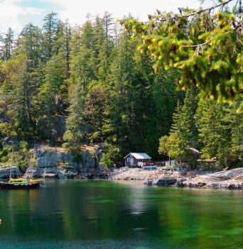 A waterfront home on a beach in Desolation Sound