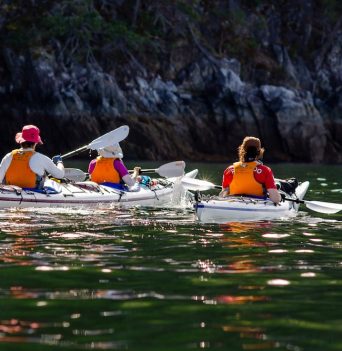 A group of kayakers in Desolation Sound
