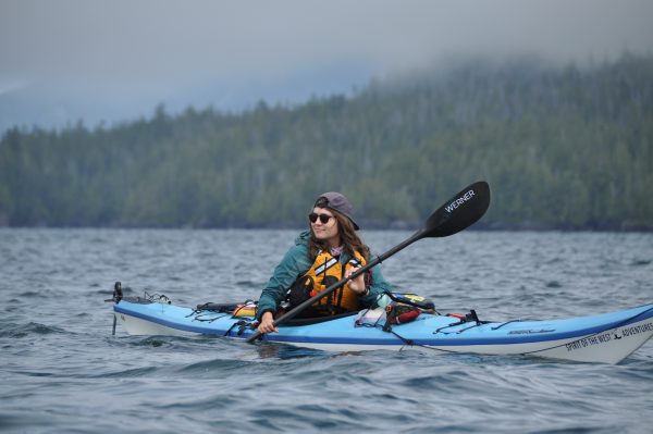 A guide paddling in British Columbia