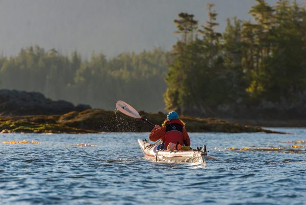 Kayaker paddling in Nuchatlitz Marine Park
