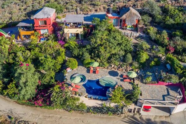 An aerial view of Los Colibris Casitas in Baja Mexico