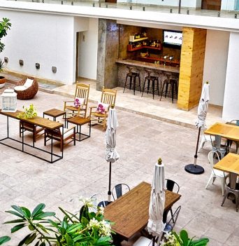 Hotel lobby at Hotel Catedral, La Paz