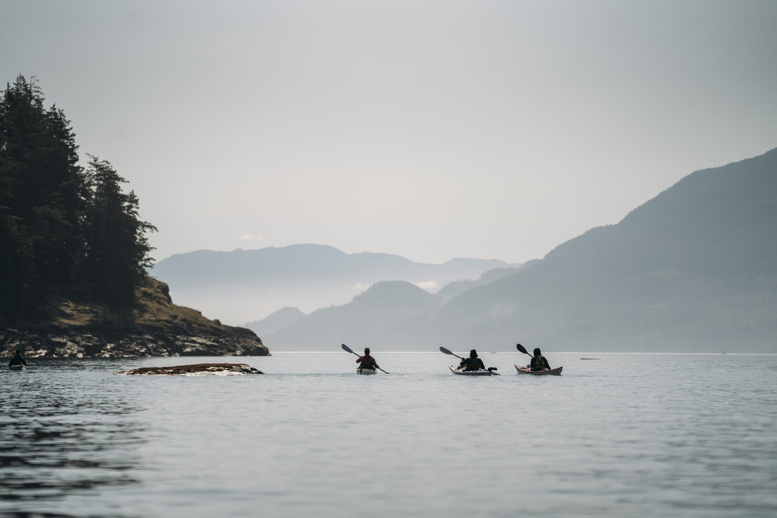 Group of paddlers in Johnstone Strait